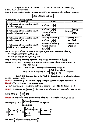 Chuyên đê Hình học Lớp 11 Phương trinh tiêp tuyên cua đương cong (C) - Dương Phan Bách
